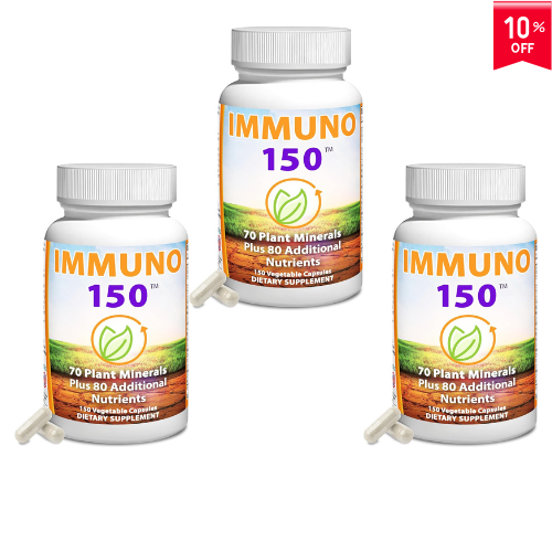 Immuno 150 – Immune Support with 70 Plant Minerals | 150 Veggie Capsules (3 Pack)