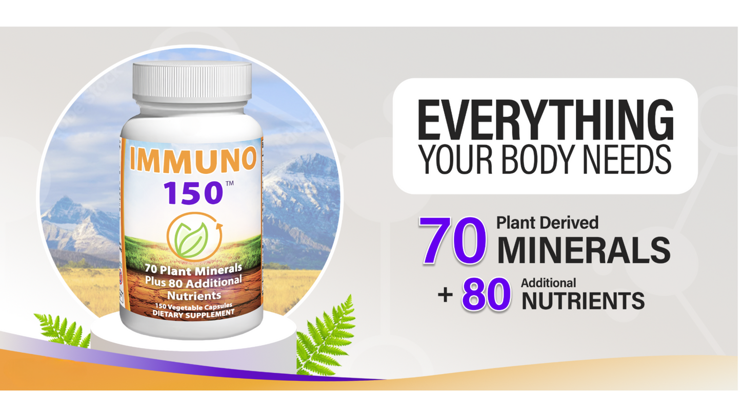 Immuno 150 – Immune Support with 70 Plant Minerals | 150 Veggie Capsules (3 Pack)